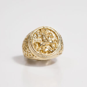 טבעת חותם זהב צהוב 14K וינטג'
